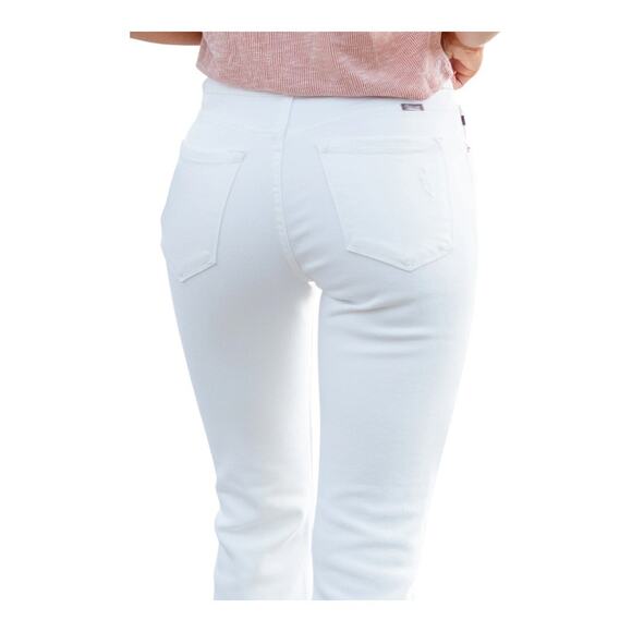 KanCan LA jeans 27” Opaque white denim sleek skinny cut raw hem zipper details - Picture 10 of 12